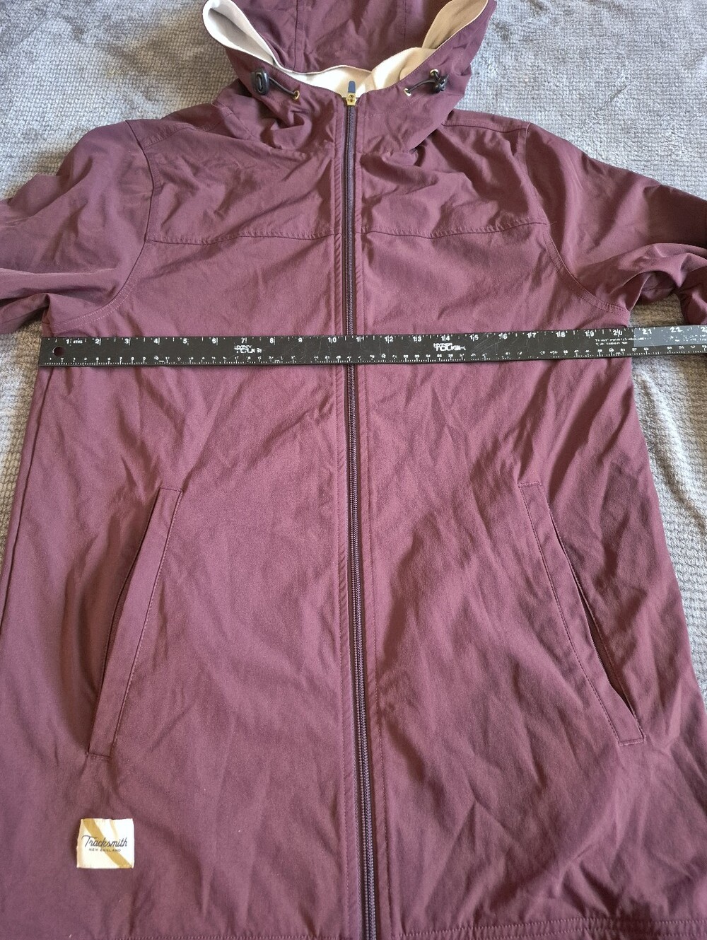 Tracksmith NDO Jacket Womens Hooded Full-Zip, burgundy, Size S wool blend - Picture 8 of 10